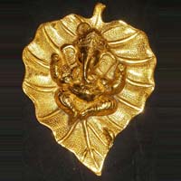 Gold Plated Aluminum Ganesha Statue