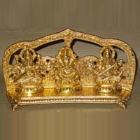 Gold Plated Aluminum Ganesh Laxmi Saraswati
