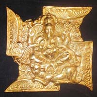 Gold Plated Aluminum Ganesha Statue 01