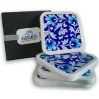 Blue Pottery Coaster Set