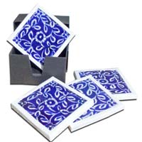 Blue Pottery Coaster Set