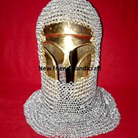 Chain Mail Coif with Brass Helmet