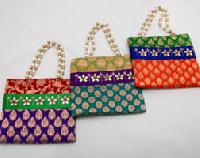 Bead Handle Silk Hand Bags