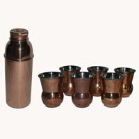 Genuine Pure Copper Water Bottle 500 Ml Capacity + 6