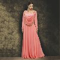 Peach Georgette Party Wear Hand Work Gown