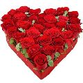 Divine Heart-shaped Arrangement of 24 Roses in Red