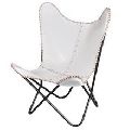 Royal White Leather Butterfly Chair