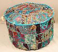 Handmade heavy patch work indian embroidered ottoman pouf