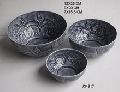pressed Aluminium Bowl with floral patterns in Grey color
