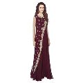 Burgundy Colour Geogette Gown With Bead And Zardosi Work
