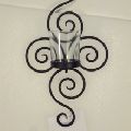 Glass and Iron Wall Sconce Candle Holder