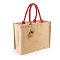 natural jute bag with wooden handle