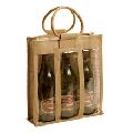 Three Bottle Jute Wine Bag