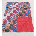 Vintage Silk Sari Twin Kantha Quilt Old Patola Patchwork Quilt