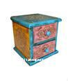 Woodebn Hand Painted TWO Drawer Mini Cabinet