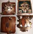 Antique Finish Brass Marine Sextant and Spare Telescope with Wood Box