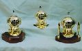 Nautical Brass Shiny 4 inch Mini Decorative Diving Helmet with Pen Holder