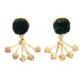 Emerald Green Druzy Studs with Gold Metal Hearts earing