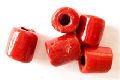 red colour tube shaped glass beads