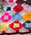 Handmade Decorative multi coloured throw Openwork crochet