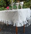 Linen Slipcover Ruffled Fitted Linen Tablecloth