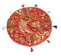 Round Vintage Embroidered Patchwork Pillow