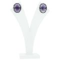 Amethyst Gemstone Stud Diamond Earrings
