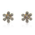 Pave Diamond Flower Stud Earrings