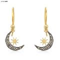 Pave Diamond Moon & Star Hook Earrings