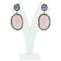 Pink Opal and Tanzanite Dangle Earrings