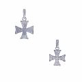 Silver Natural Diamond Cross Charm Pendant