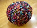 round knitted pouf
