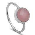 Pink Chalcedony Flat Hammered rings