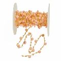 Pink Opal gemstone rosary bead chain