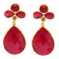 Ruby Multi Size Big Pear Faceted gemstone earrings