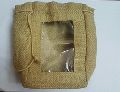 Jute Pouch Bag with PVC window