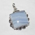 925 Sterling Silver Blue Lace Agate Pendant Jewelry