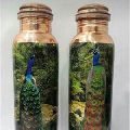 Copper metal with bird painting drink Bottle Set