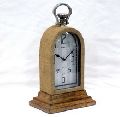Metal and wooden sack coated decorative analog table clock