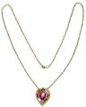 solid yellow gold multi gemstone pear shaped pendant necklace