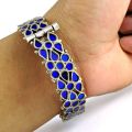 Beautiful 925 Sterling Silver Antique Glass Traditional Bangle