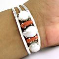 Gorgeous Design ! Pearl, Coral 925 Sterling Silver Bangle