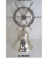 Brass Nautical Ship Wheel Handle Bell
