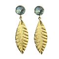 Leaf Style,Blue Topaz Earring Jewelry 24k Gold Plated Earring