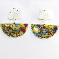 Mosaic Turquoise,Druzy Earring Silver Plated Earring