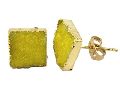 Natural Lemon Druzy Earring 24k Gold Plated Earring