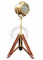 BROWN ANTIQUE ROYAL MARINE SPOTLIGHT WITH TRIPOD STAND