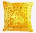 Yellow Indian Mandala ethnic silk Banarsi silk elephant sari cushion covers