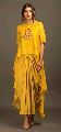 Yellow Pleted Skirt With Side Long Top