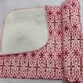 Hand Block red Print Baby Kantha Quilt Wrap Blanket